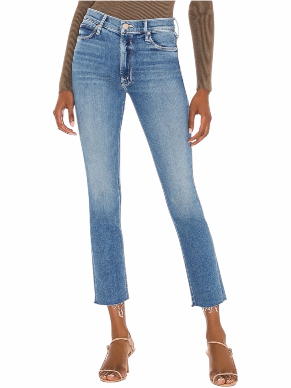 MOTHER Womens Mid Rise Dazzler Ankle Fray Jeans Size 24 Riding The Cliffside